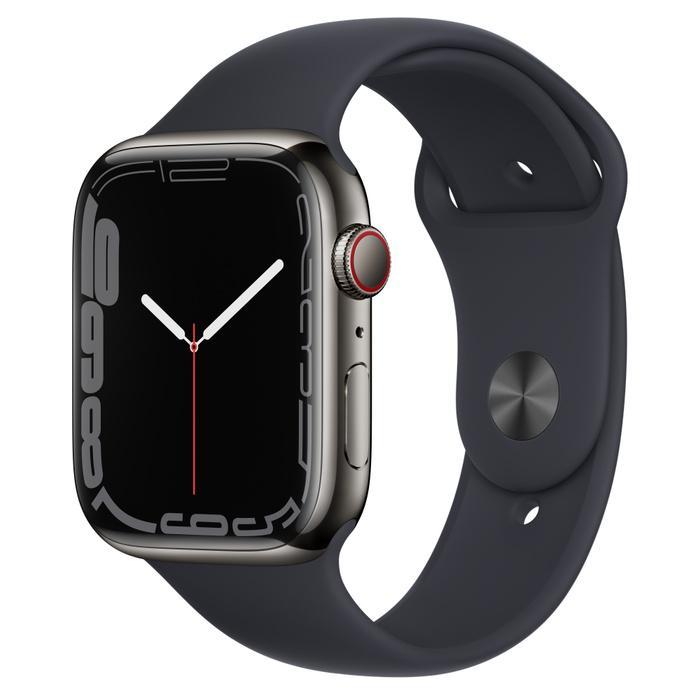 Apple Watch Series 7 (2021) GPS + Cellular 41 mm - Stainless steel Graphite - Sport band Black Reconditionné - Apple refurbished available on Backmarket