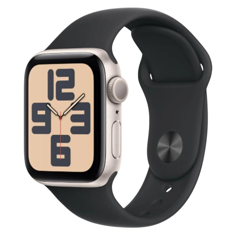 Apple Watch Series SE 2 (2022) GPS 40 mm - Aluminium Starlight - Sport band Black Reconditionné - Apple refurbished available on Backmarket