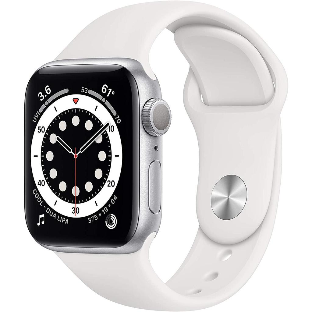 Apple Watch Series 6 (2020) GPS + Cellular 44 mm - Stainless steel Silver - Sport band White Reconditionné - Apple refurbished available on Backmarket