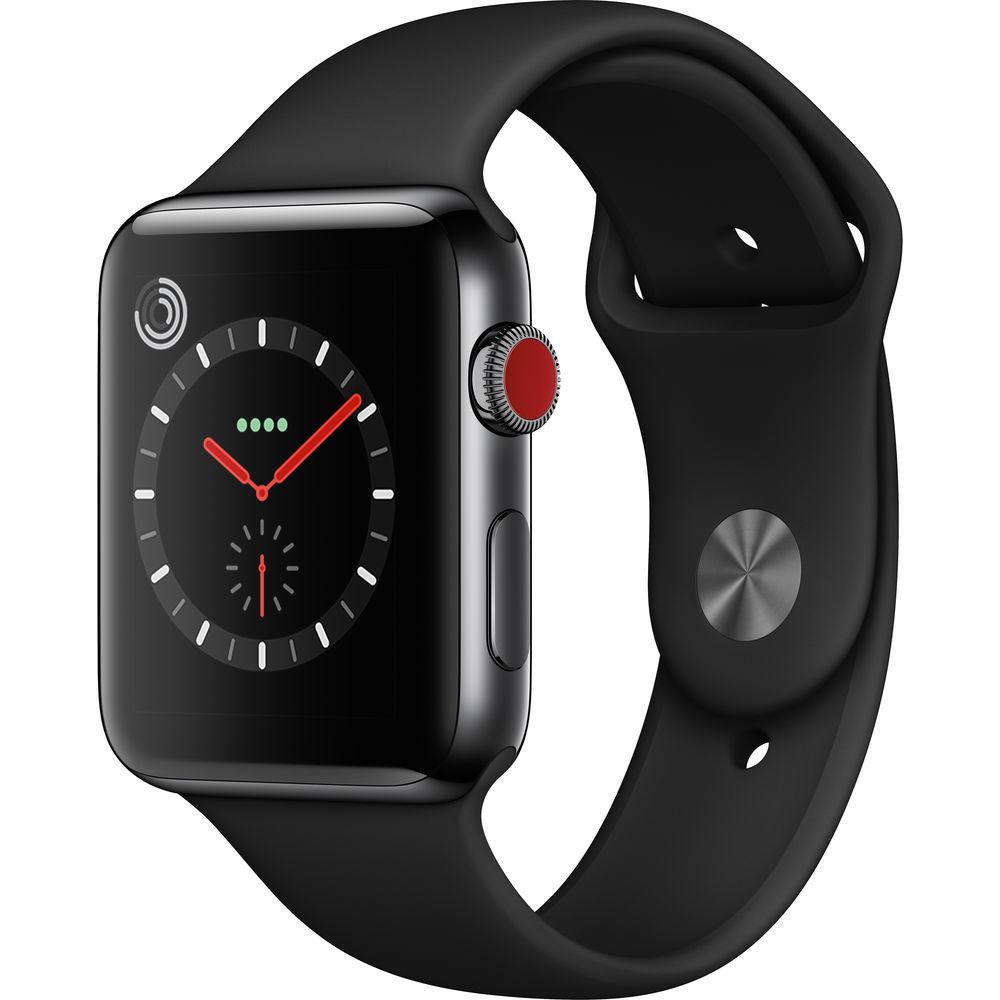 Buy Apple Watch Series 3 (2017) GPS + Cellular 42 mm - Stainless steel Black - Sport band Black Reconditionné - $189.00 Apple Watch Series 3 (2017) GPS + Cellular 42 mm - Stainless steel Black - Sport band Black Reconditionné - Apple refurbished available on Backmarket
