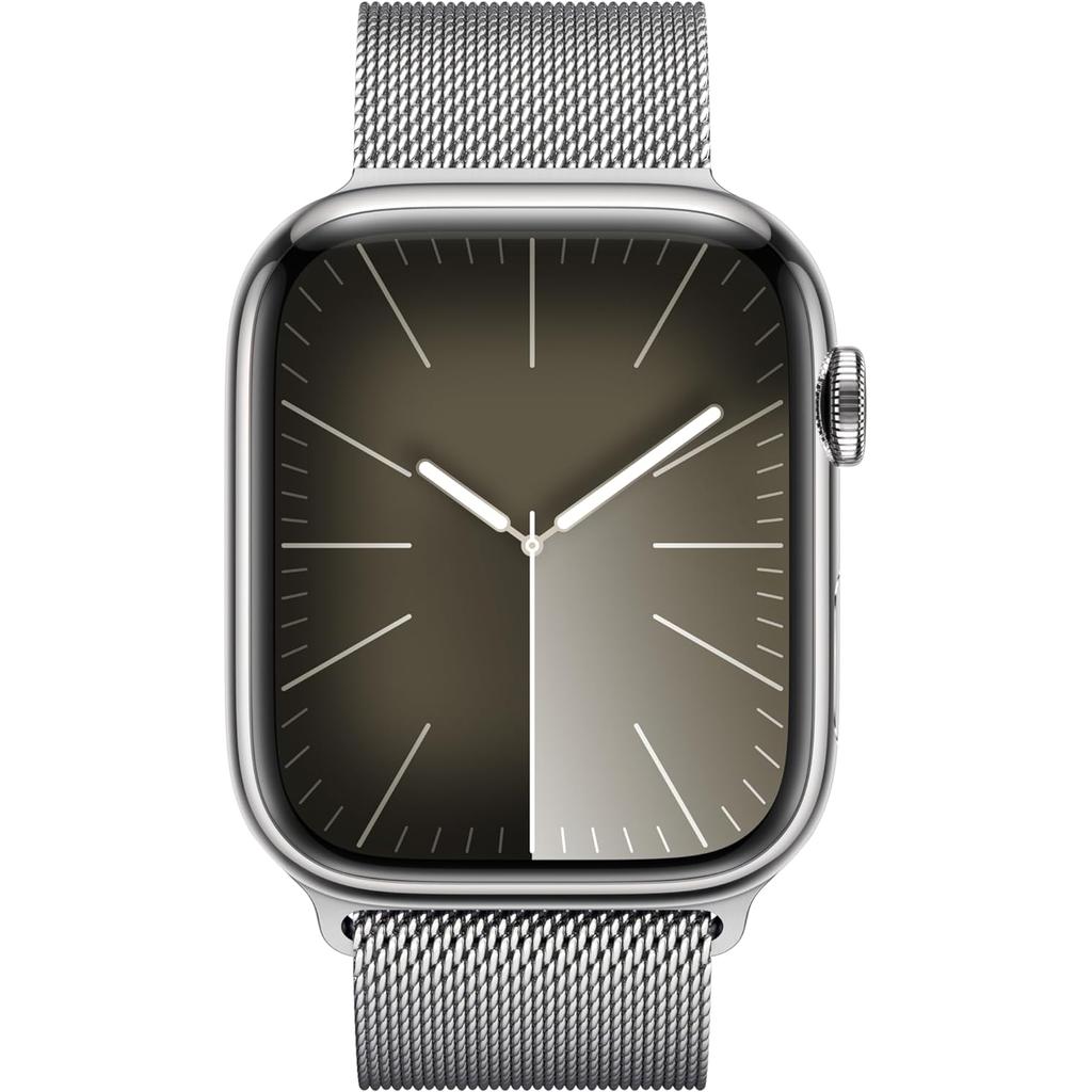 Apple Watch Series 9 (2023) GPS + Cellular 45 mm - Stainless steel Silver - Milanese loop Gray Reconditionné - Apple refurbished available on Backmarket