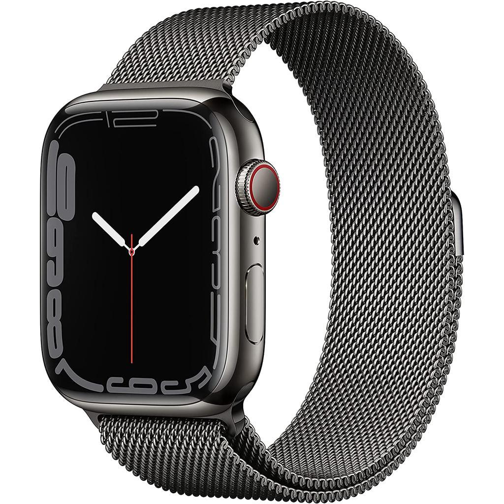 Apple Watch Series 7 (2021) GPS + Cellular 41 mm - Stainless steel Graphite - Milanese loop Black Reconditionné - Apple refurbished available on Backmarket
