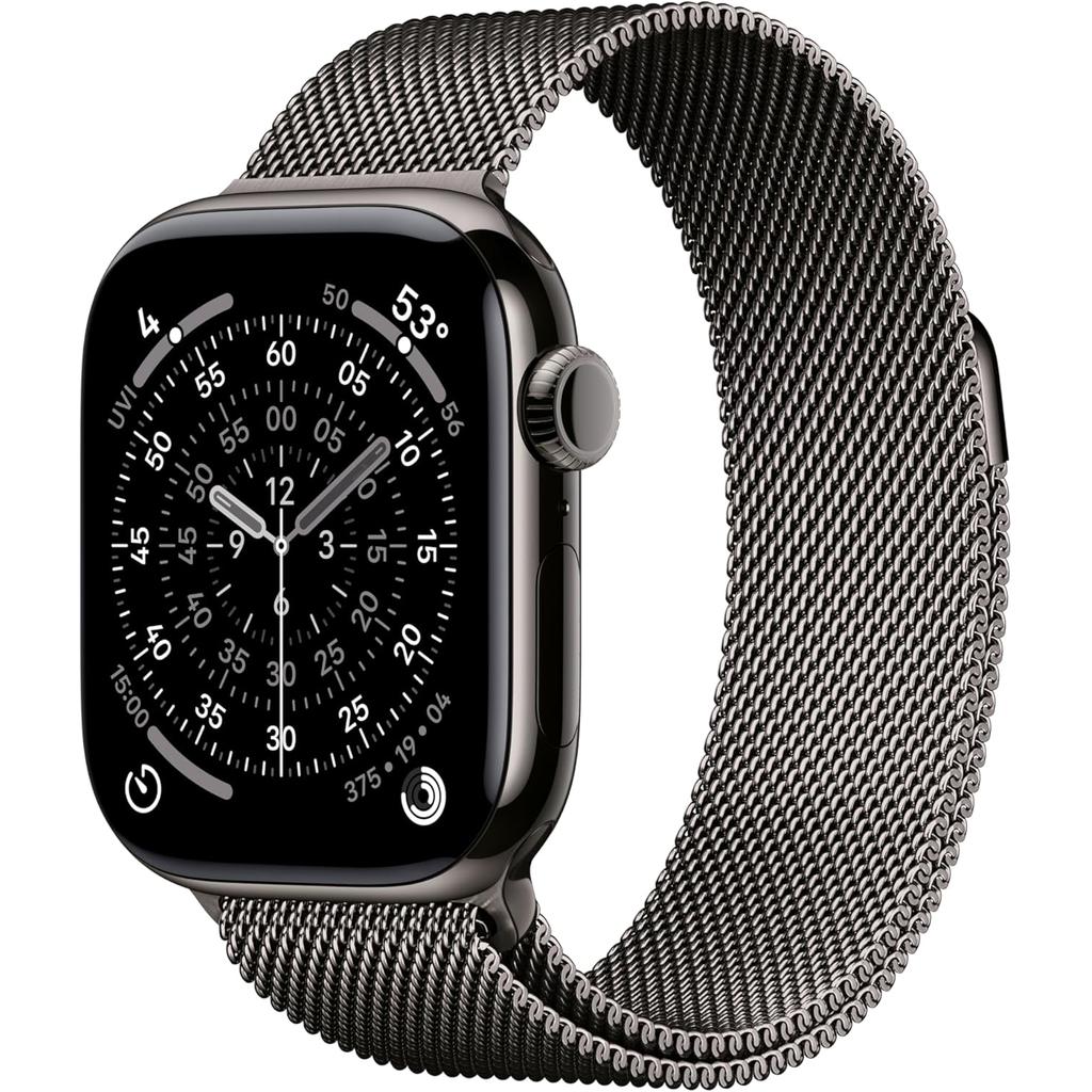Buy Apple Watch Series 11 (2025) GPS + Cellular 42 mm - Titanium Slate - Milanese loop Black Reconditionné - $439.95 Apple Watch Series 11 (2025) GPS + Cellular 42 mm - Titanium Slate - Milanese loop Black Reconditionné - Apple refurbished available on Backmarket