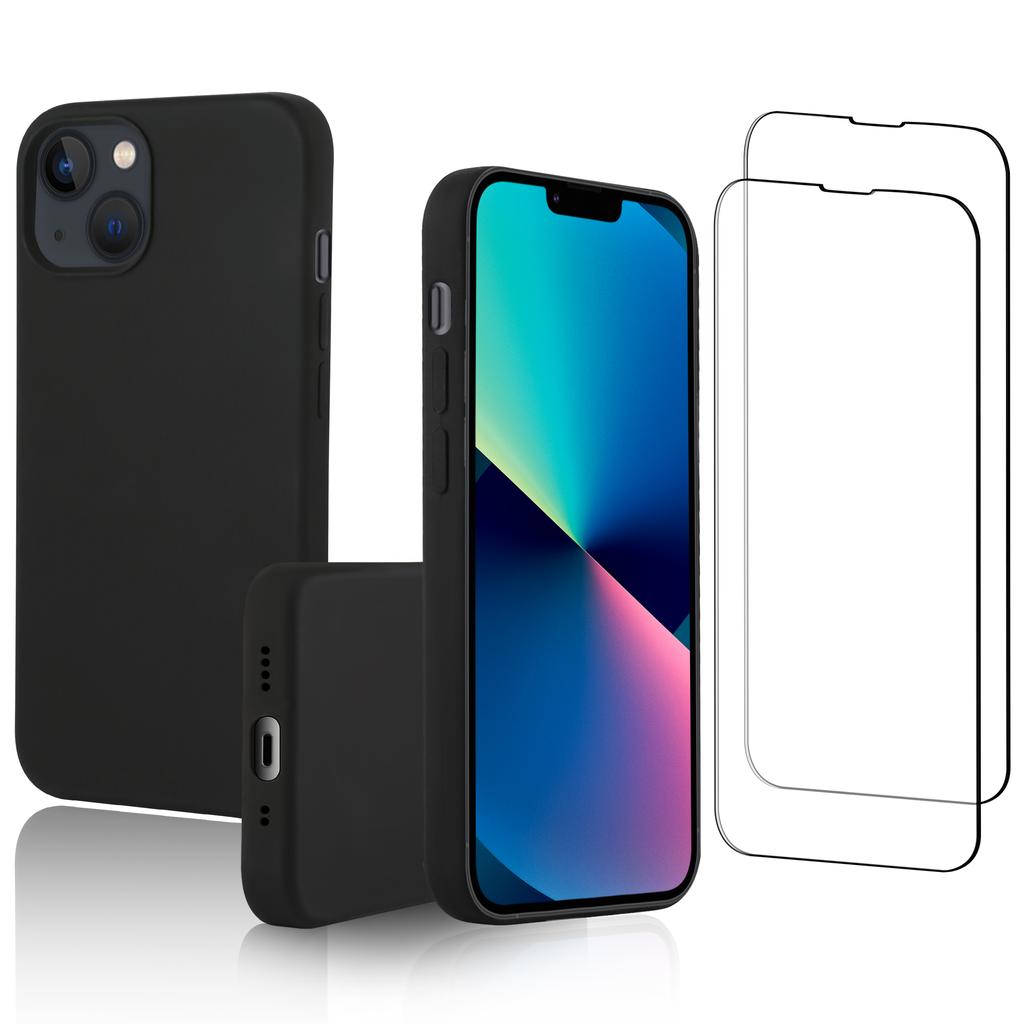 iPhone 13 mini case and 2 protective screens - Silicone - Black Refurbished - N/A (je n'ai pas pu trouver de marque conn refurbished available on Backmarket