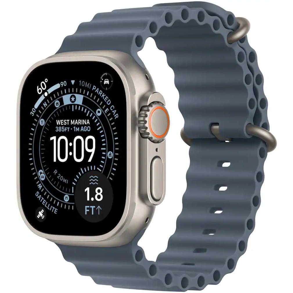 Apple Watch Ultra 3 (2025) GPS + Cellular 49 mm - Titanium Natural - Ocean band Blue Refurbished - Apple refurbished available on Backmarket