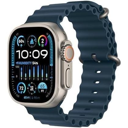 Apple Watch Ultra (2022) GPS + Cellular 49 mm - Titanium Natural Titanium - Ocean band Blue