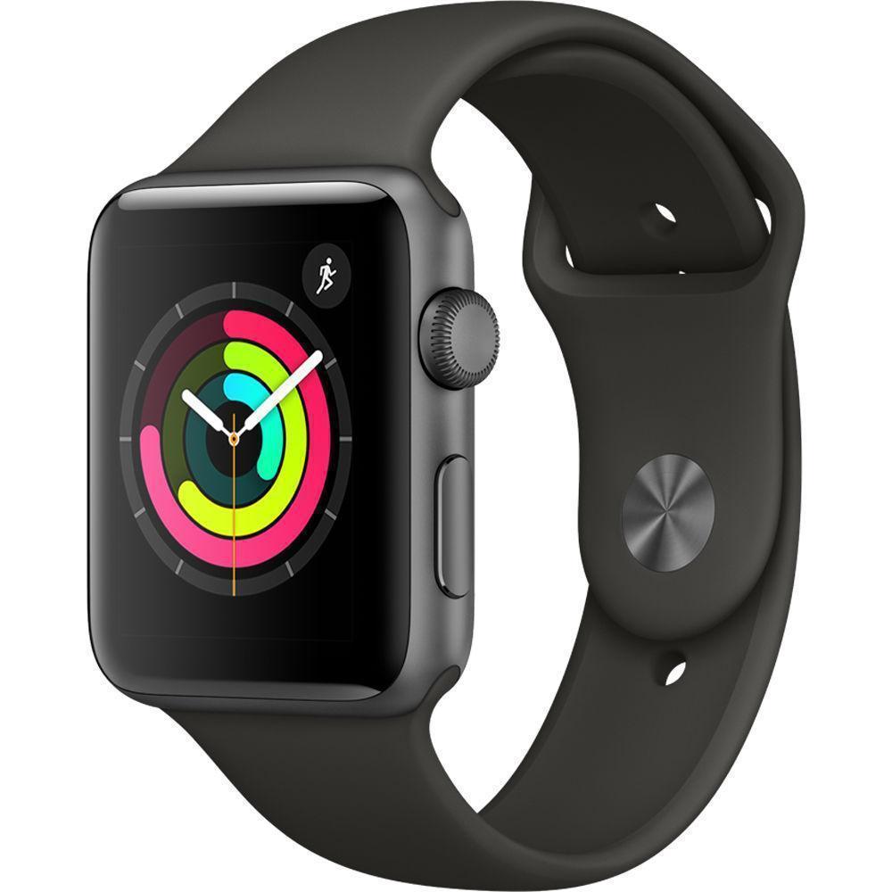 Apple Watch Series 3 (2017) GPS 42 mm - Aluminium Space Gray - Sport band Black Refurbished - Apple refurbished available on Backmarket