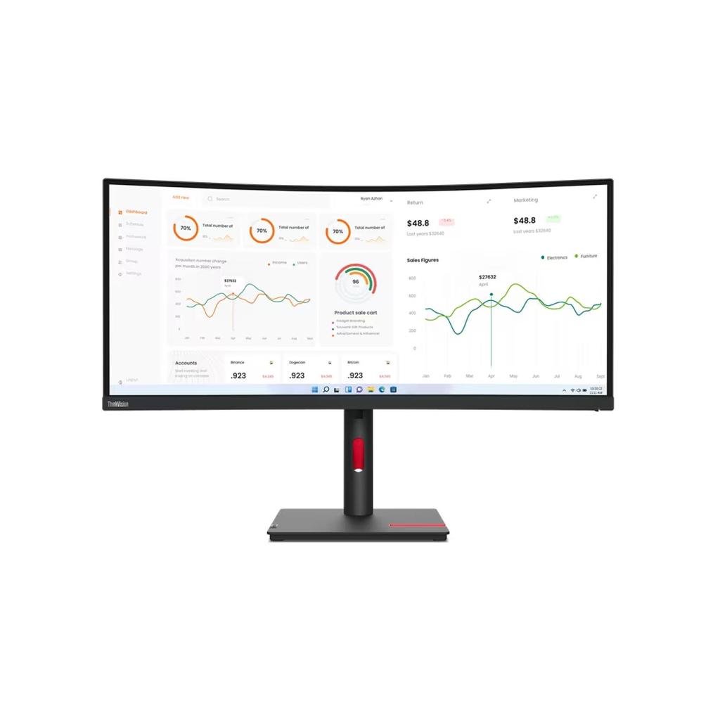 Lenovo 34-inch Monitor 3440 x 1440 LCD (Thinkvision T34W-30) Refurbished - Lenovo refurbished available on Backmarket