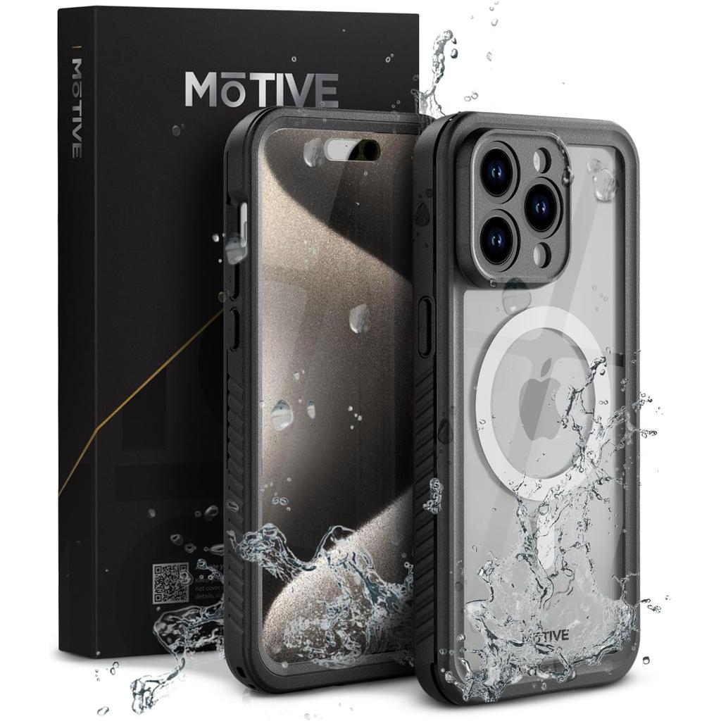 iPhone 15 Pro Max and protective screen - TPU - Black Refurbished - Motive (This is a known brand, but it could refer to multiple companies refurbished available on Backmarket