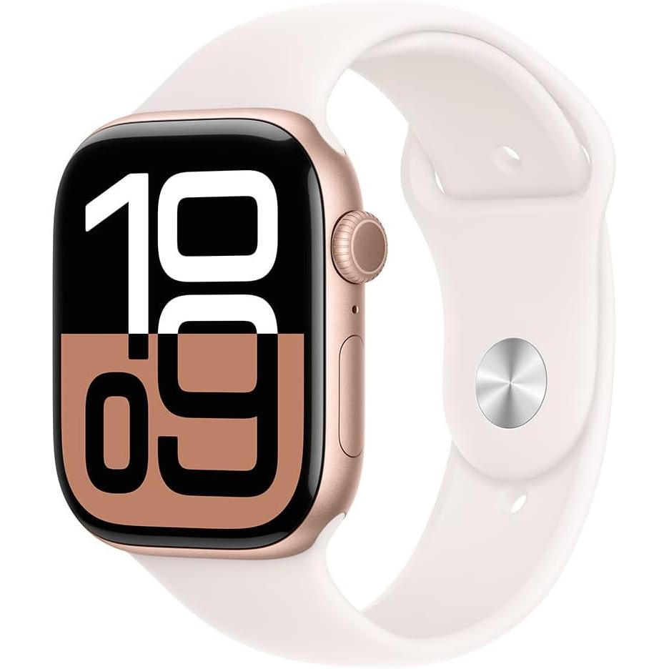 Apple Watch Series 10 (2024) GPS + Cellular 42 mm - Aluminium Rose Gold - Sport band Red Reconditionné - Apple refurbished available on Backmarket