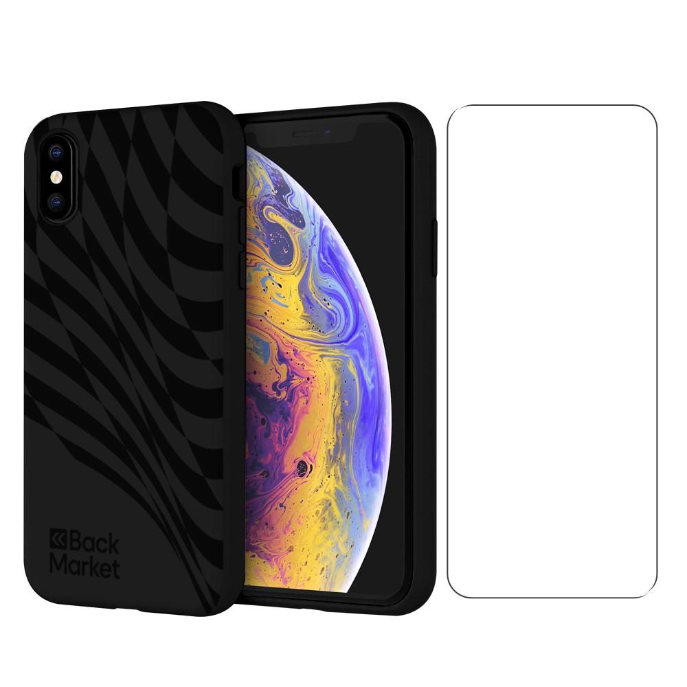 Back Market Case iPhone X/XS and protective screen - 100% Biodegradable - Black Wave Refurbished - Back Market refurbished available on Backmarket
