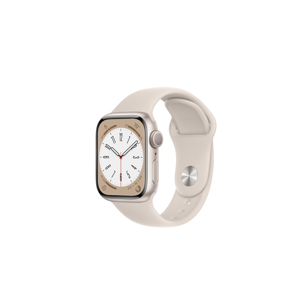 Apple Watch Series 8 (2022) GPS 41 mm - Aluminium Starlight - Sport band White Reconditionné - Apple refurbished available on Backmarket