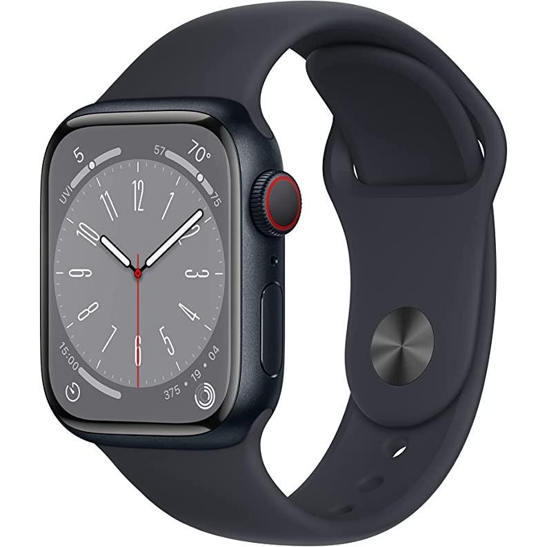 Apple Watch Series 8 (2022) GPS + Cellular 41 mm - Stainless steel Graphite - Sport band Black Refurbished - Apple refurbished available on Backmarket