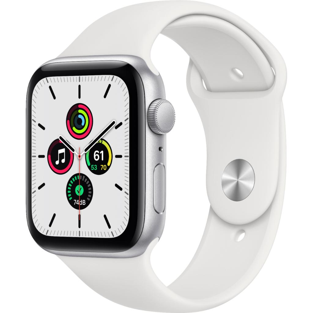 Apple Watch Series SE 1 (2020) GPS 44 mm - Aluminium Silver - Sport band White Refurbished - Apple refurbished available on Backmarket