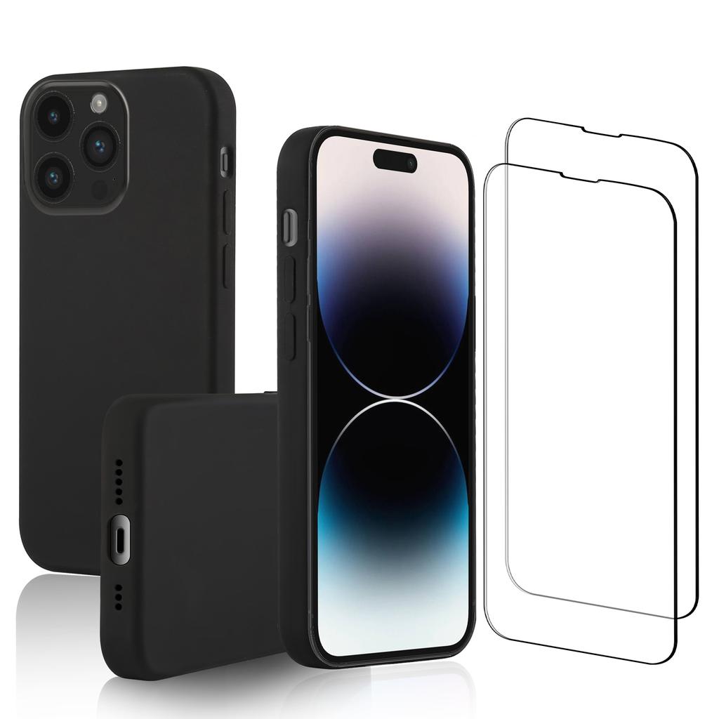 iPhone 15 Pro case and 2 protective screens - Silicone - Black Refurbished - N/A (je n'ai pas pu trouver de marque conn refurbished available on Backmarket