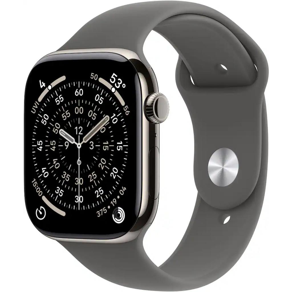 Apple Watch Series 11 (2025) GPS + Cellular 42 mm - Titanium Natural - Sport band Gray Reconditionné - Apple refurbished available on Backmarket