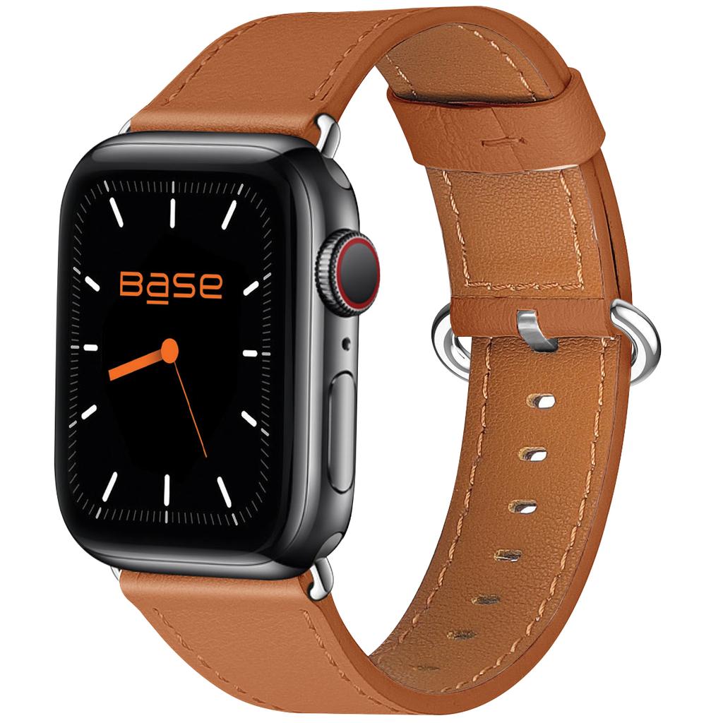 Full-Grain Leather Watch Band for Apple Series 1/2/3/4/5/6/7/SE - Small (38/40/41mm) - Brown Refurbished - N/A (ou "xBase" si vous considérez que c refurbished available on Backmarket