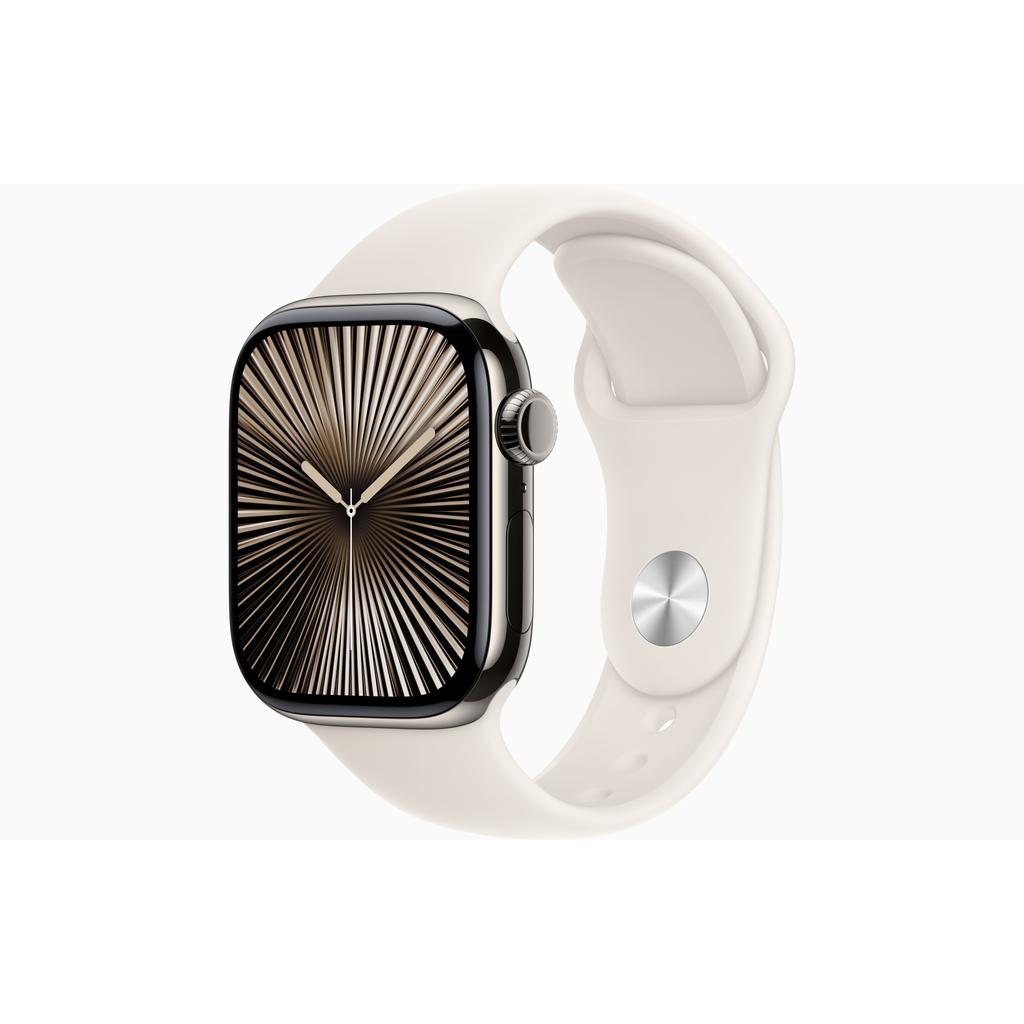 Apple Watch Series 10 (2024) GPS + Cellular 46 mm - Titanium Slate - Sport band Starlight Reconditionné - Apple refurbished available on Backmarket