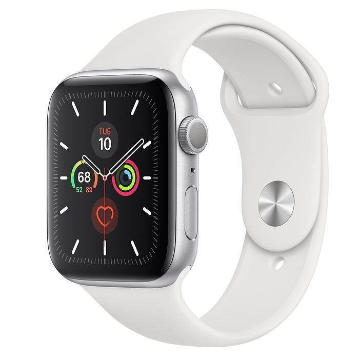Apple Watch Series 4 (2018) GPS 44 mm - Aluminium Silver - Sport band White Reconditionné - Apple refurbished available on Backmarket