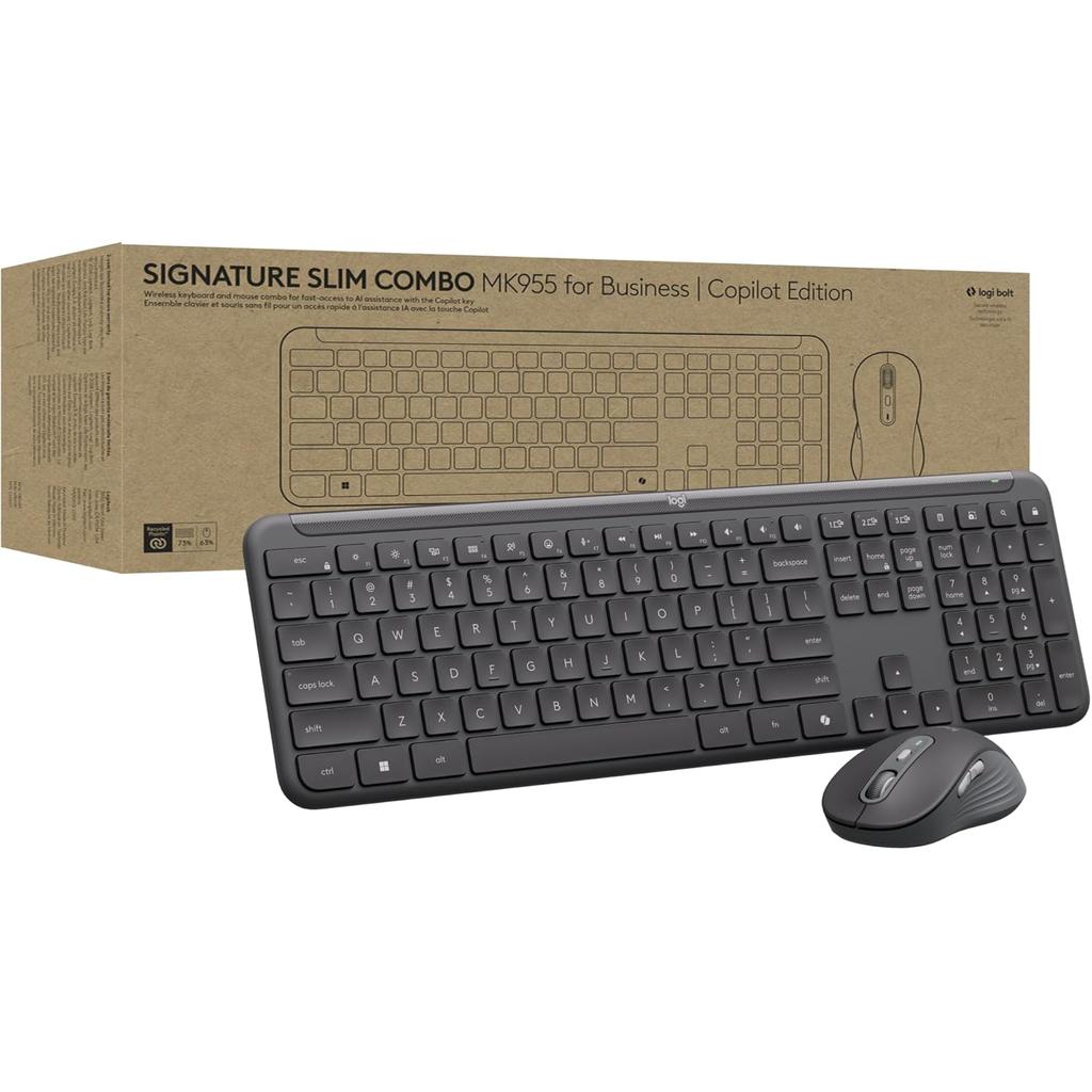 Logitech Keyboard QWERTY Wireless Backlit Keyboard Signature Slim Combo MK955 Refurbished - Logitech refurbished available on Backmarket