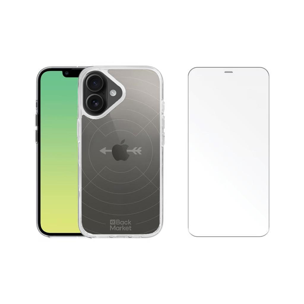 Back Market Case iPhone 16 and protective screen - GRS 4.0 Recycled plastic - Transparent Refurbished - Back Market refurbished available on Backmarket