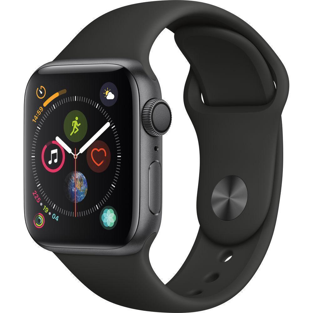 Apple Watch Series 4 (2018) GPS 44 mm - Aluminium Space Gray - Sport band Black Reconditionné - Apple refurbished available on Backmarket