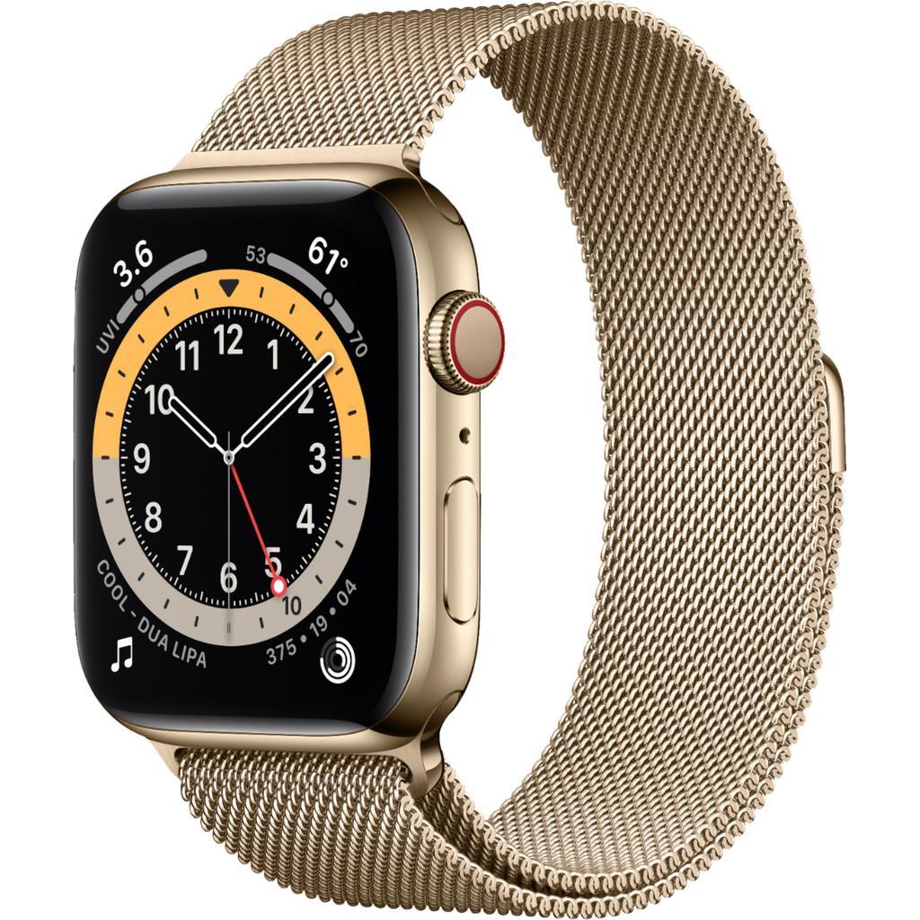 Apple Watch Series 6 (2020) GPS + Cellular 44 mm - Stainless steel Gold - Milanese loop Gold Reconditionné - Apple refurbished available on Backmarket