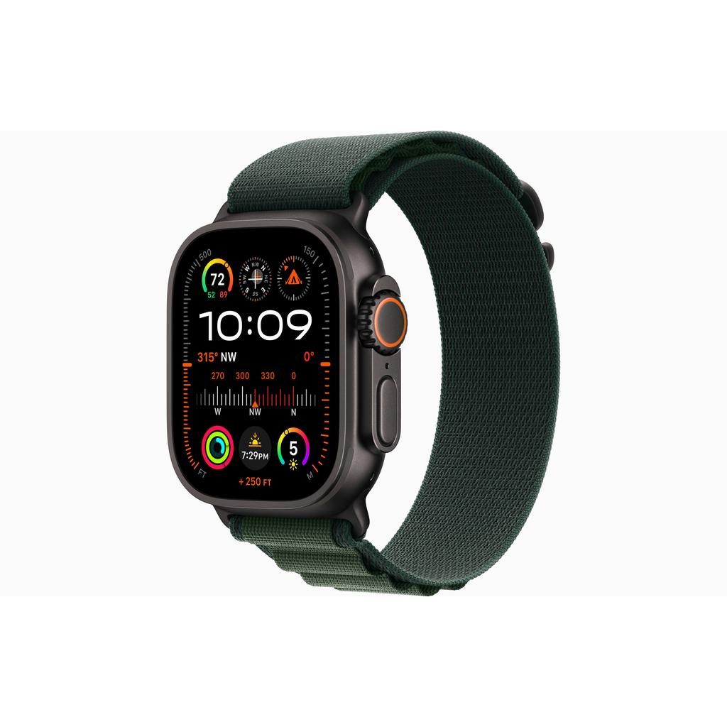 Apple Watch Ultra 2 (2024) GPS + Cellular 49 mm - Titanium Black - Alpine loop Green Reconditionné - Apple refurbished available on Backmarket