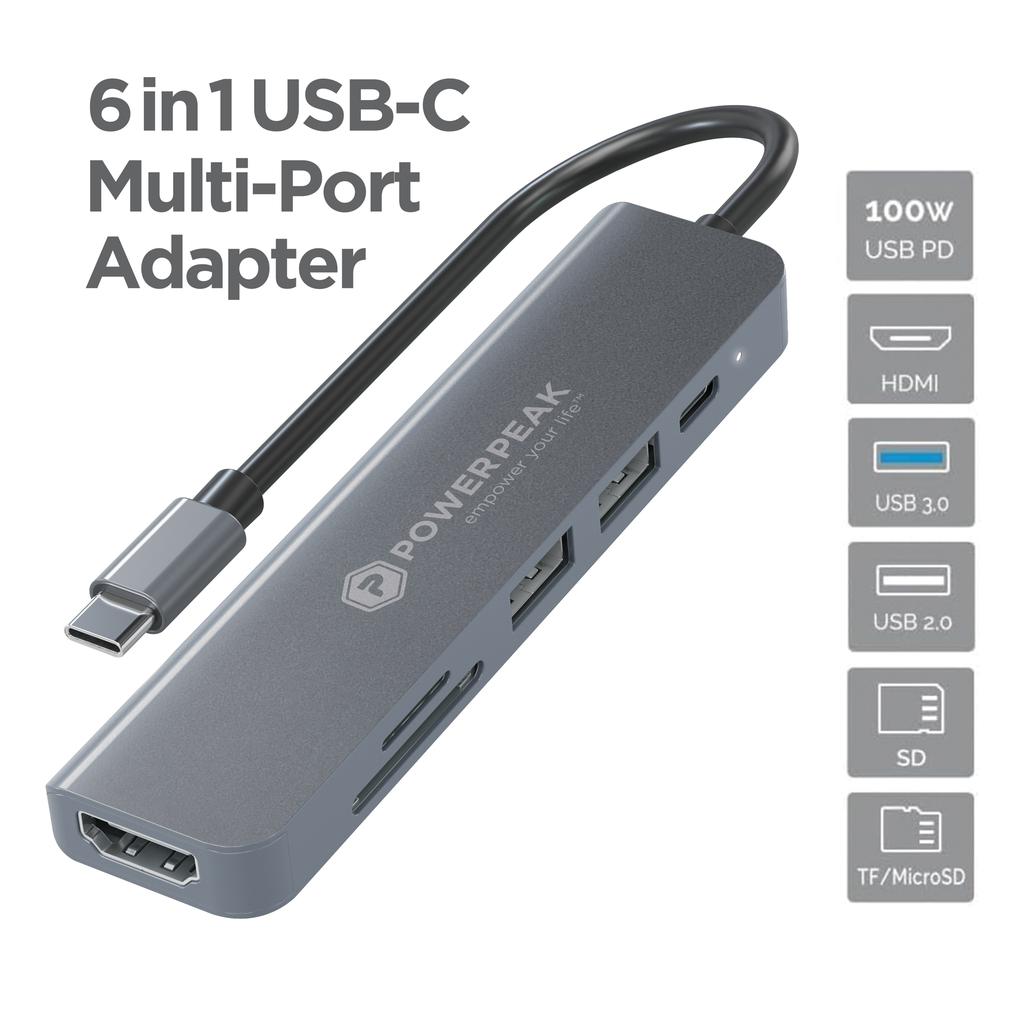 Powerpeak 6-in-1 USB Hub Hub Refurbished - PowerPeak refurbished available on Backmarket