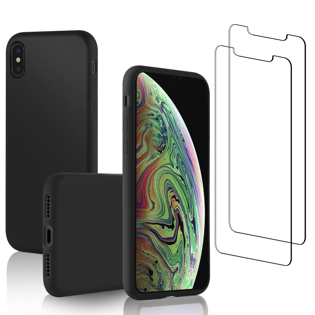 iPhone X/iPhone XS case and 2 protective screens - Silicone - Black Reconditionné - N/A (je n'ai pas pu trouver de marque conn refurbished available on Backmarket