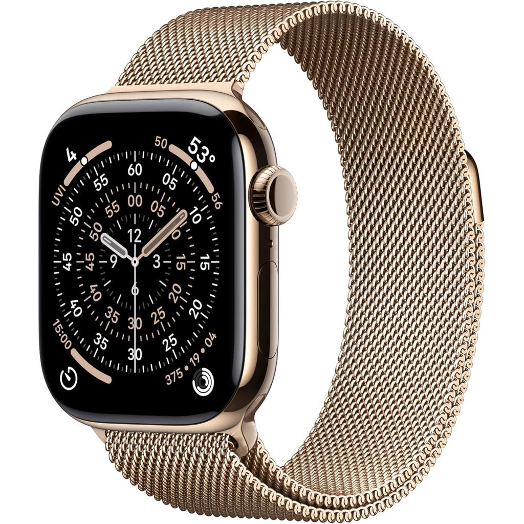Apple Watch Series 11 (2025) GPS + Cellular 42 mm - Titanium Gold - Milanese loop Gold Reconditionné - Apple refurbished available on Backmarket