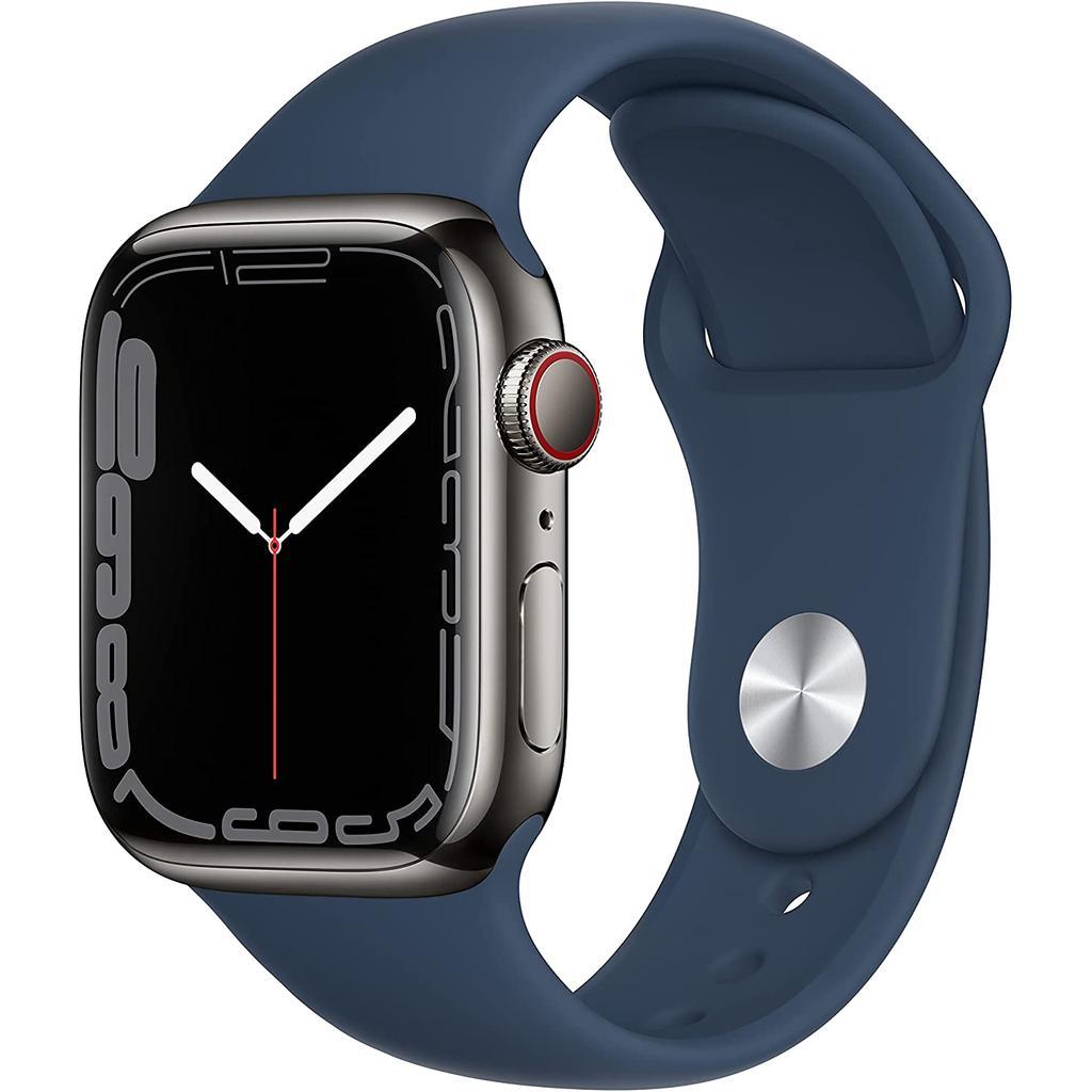 Apple Watch Series 7 (2021) GPS + Cellular 41 mm - Stainless steel Graphite - Sport band Blue Reconditionné - Apple refurbished available on Backmarket