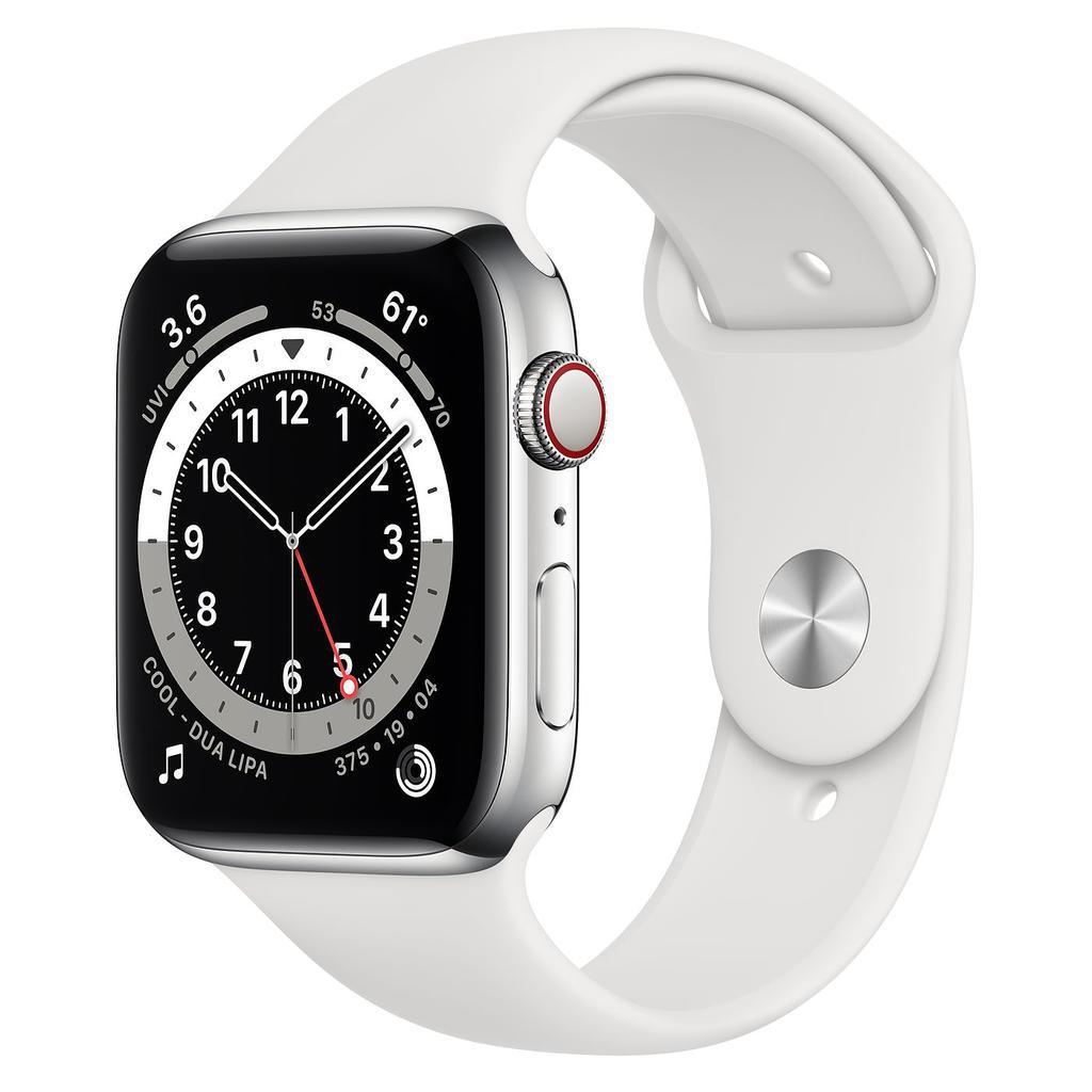Apple Watch Series 6 (2020) GPS + Cellular 40 mm - Aluminium Silver - Sport band White Refurbished - Apple refurbished available on Backmarket