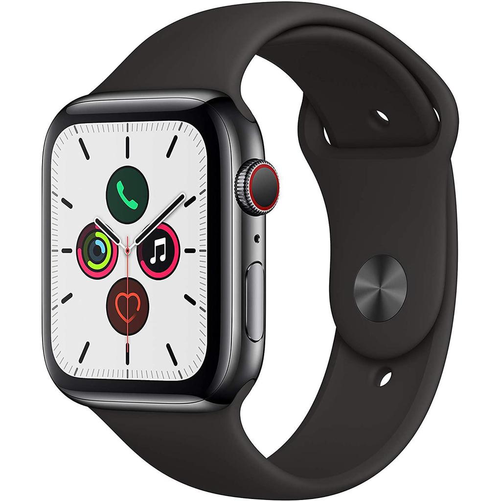 Apple Watch Series 5 (2019) GPS + Cellular 40 mm - Stainless steel Space Black - Sport band Black Reconditionné - Apple refurbished available on Backmarket