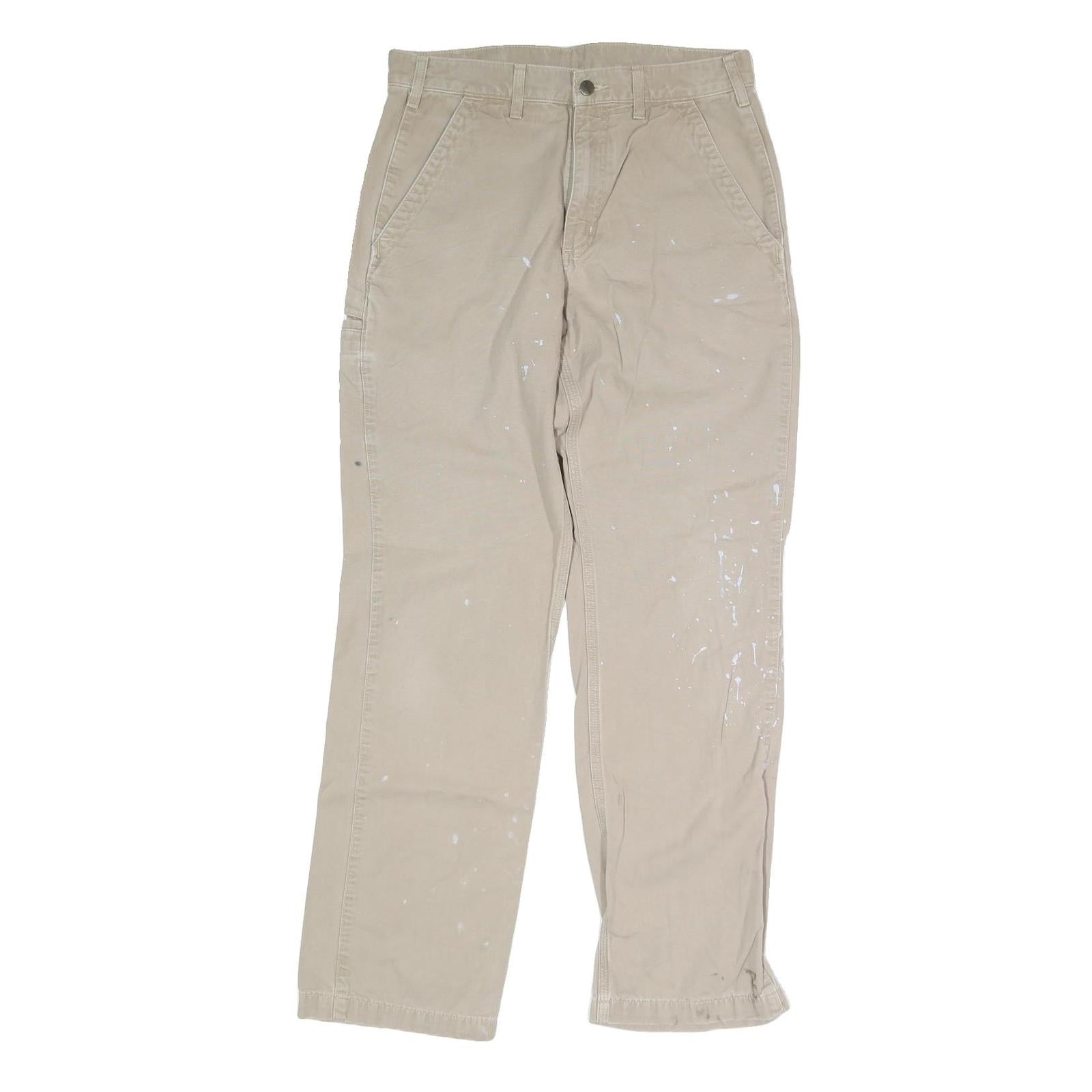 CARHARTT Mens Cotton Blend Beige Regular Fit Straight Leg Trousers W32 L34 Refurbished - N/A refurbished available on Cerqular