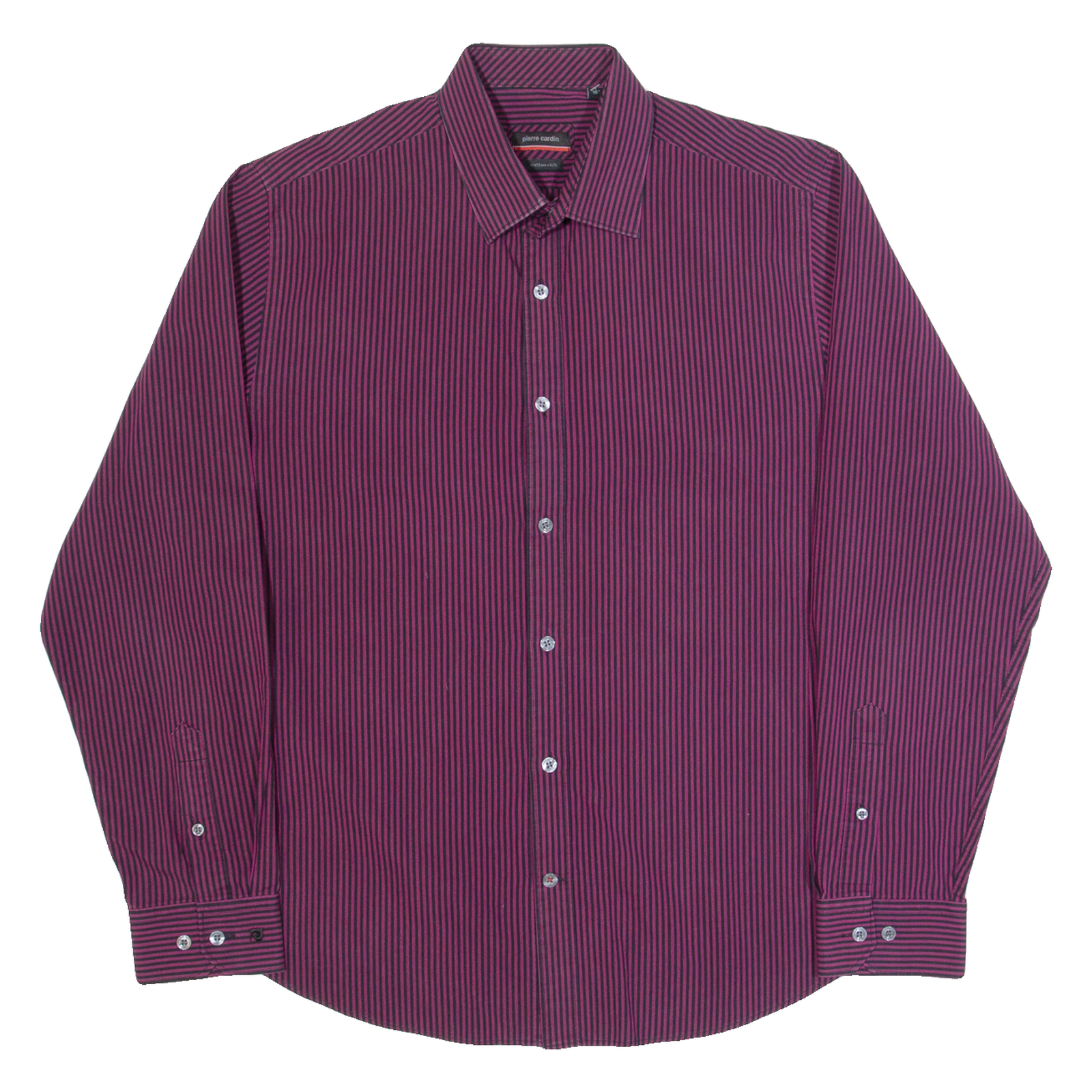 PIERRE CARDIN Mens Shirt Black Striped Long Sleeve L Refurbished - N/A refurbished available on Cerqular