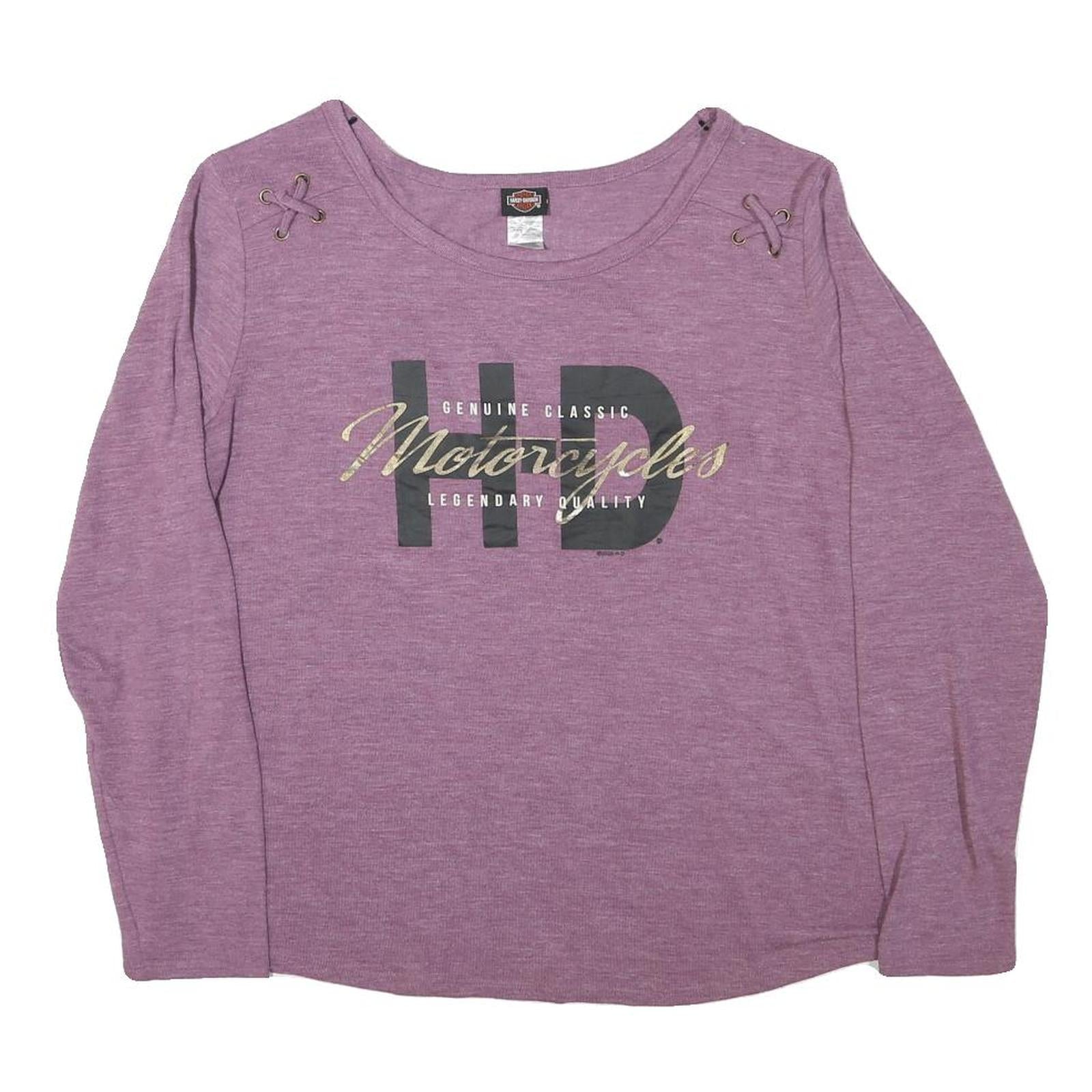 HARLEY DAVIDSON Womens Purple Long Sleeve Crew Neck Graphic T-Shirt XL Refurbished - N/A refurbished available on Cerqular