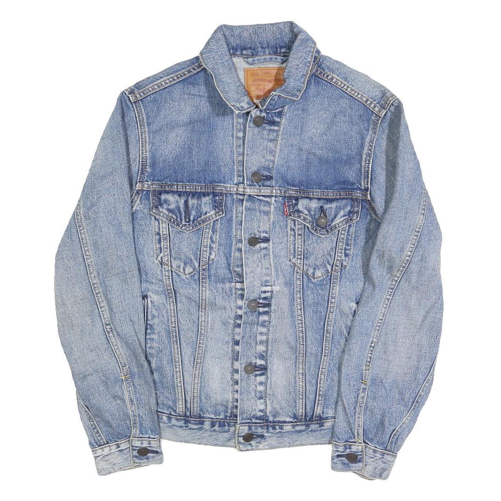 LEVI'S Mens Blue Cotton Denim Jacket S Button Plain Classic Fit Vintage Style Refurbished - N/A refurbished available on Cerqular