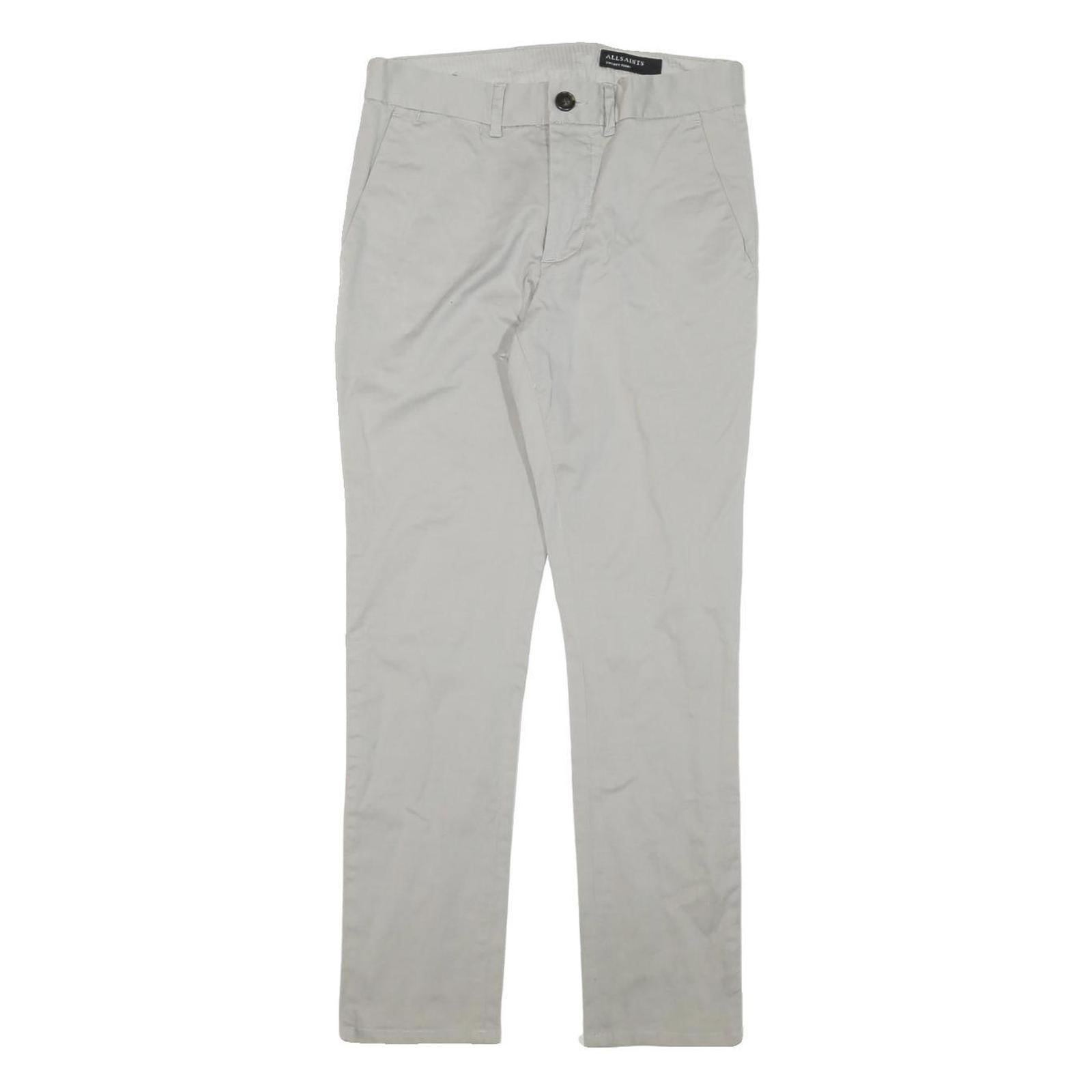 ALL SAINTS Womens Cotton Blend Slim Beige Trousers W28 L28 Zip Casual Refurbished - N/A refurbished available on Cerqular