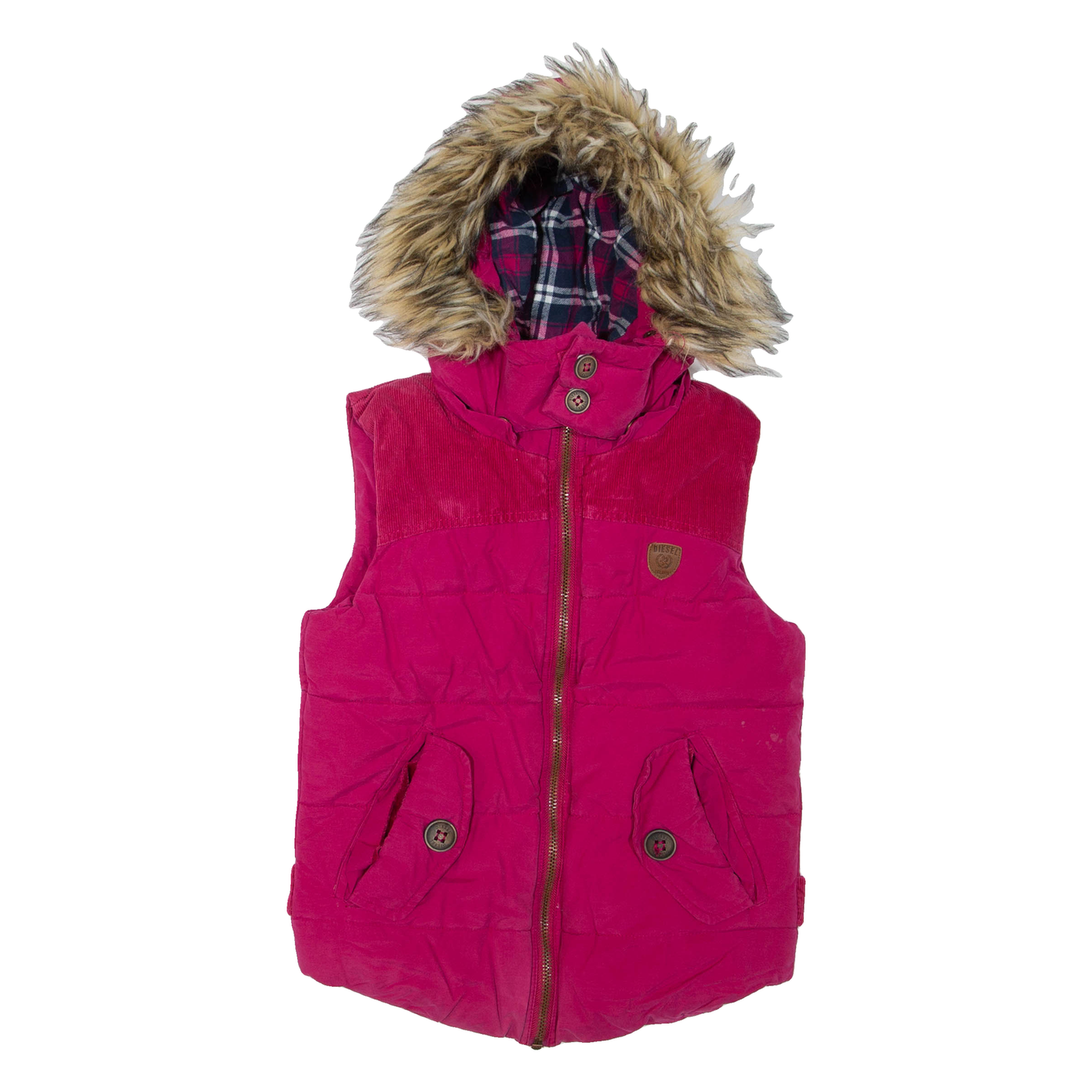 DIESEL Womens Puffer Gilet Pink Hooded S Refurbished - N/A refurbished available on Cerqular
