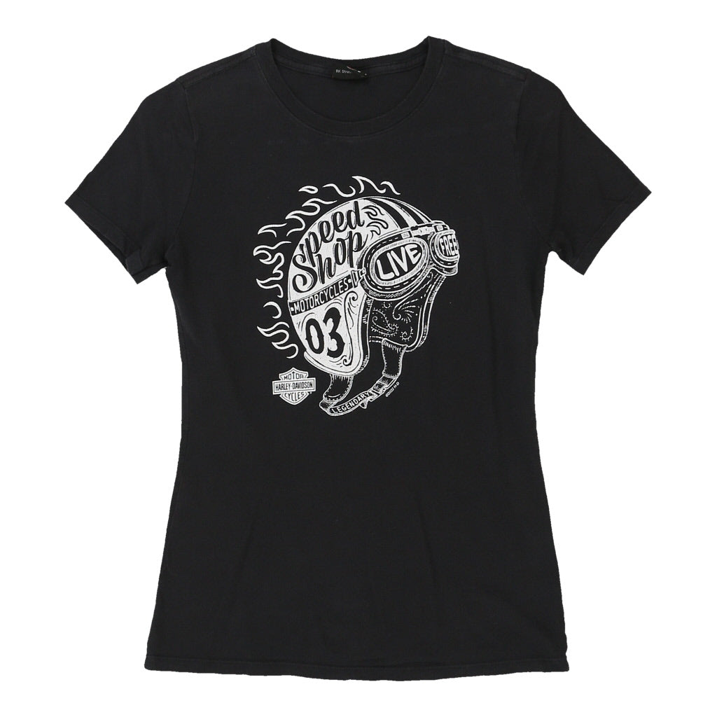 Montreal Quebec, Canada Harley Davidson Graphic T-Shirt - XS Black Cotton Refurbished - Thrifted (note: this is a term often used to describe second- refurbished available on Cerqular