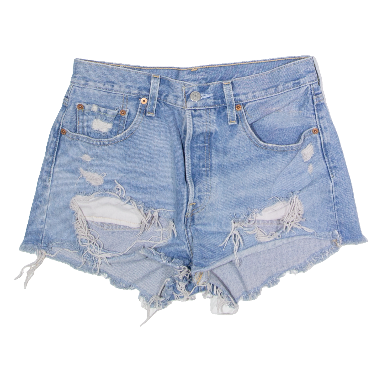 LEVI'S 501 Big E Distressed Womens Denim Shorts Blue Classic S W28 Refurbished - N/A refurbished available on Cerqular
