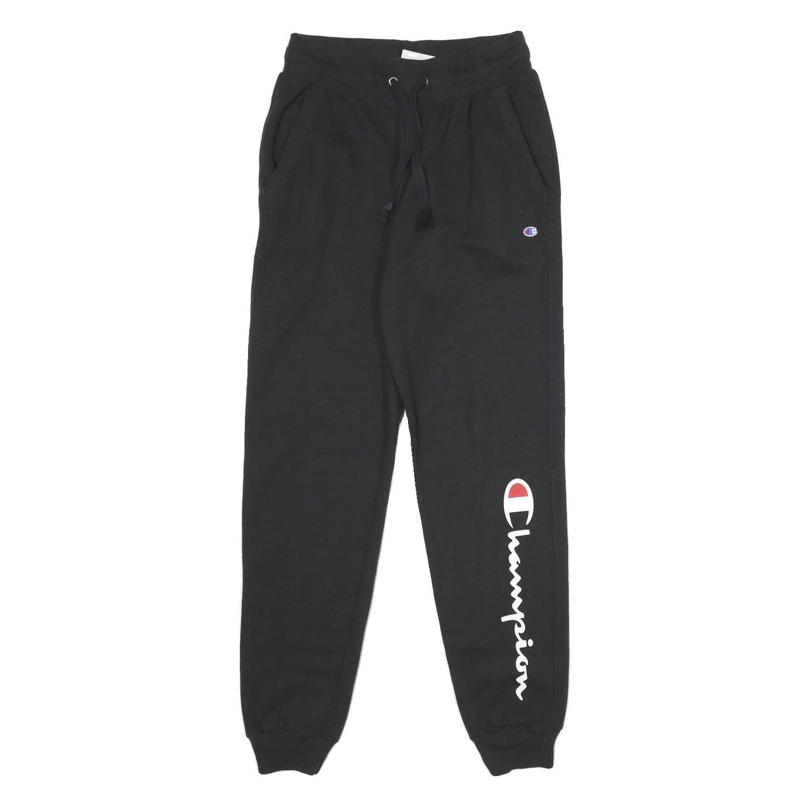 CHAMPION Mens Joggers Black XS W24 L30 Cotton Blend Regular Tapered Fit Comfort Refurbished - N/A refurbished available on Cerqular