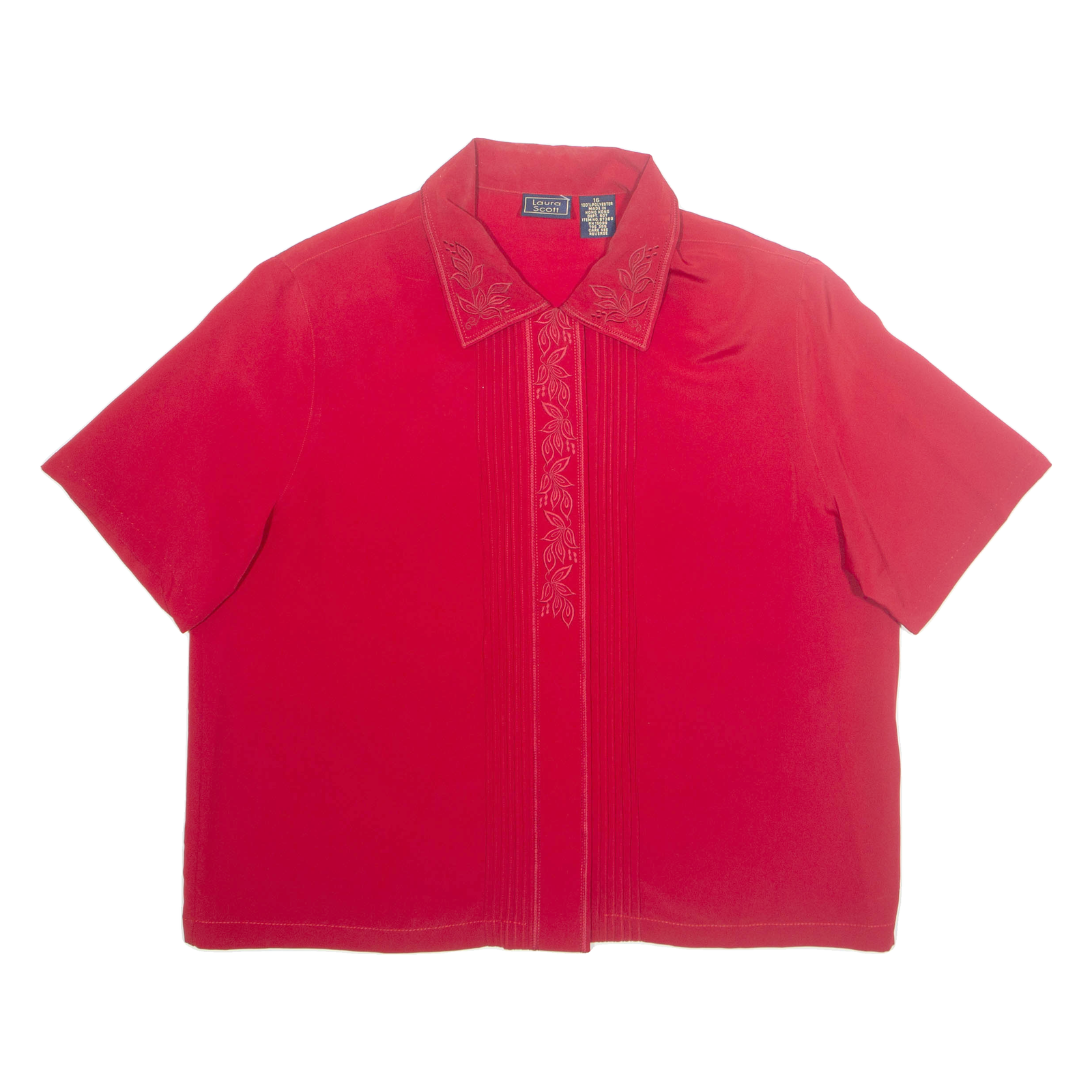 LAURA SCOTT Womens Shirt Red Collared UK 16 Refurbished - N/A refurbished available on Cerqular