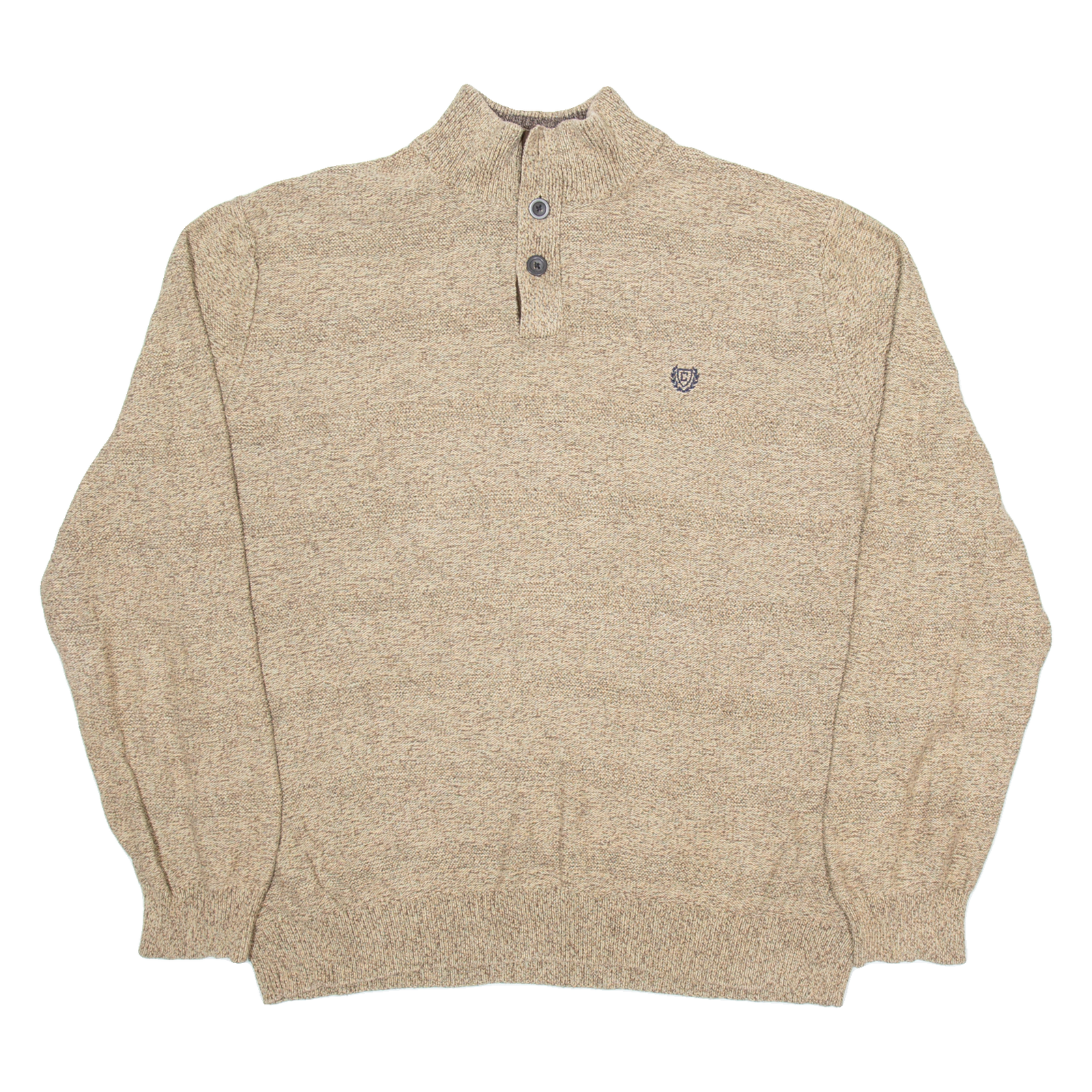 CHAPS Mens Jumper Brown Button Neck Tight Knit XL Refurbished - N/A refurbished available on Cerqular