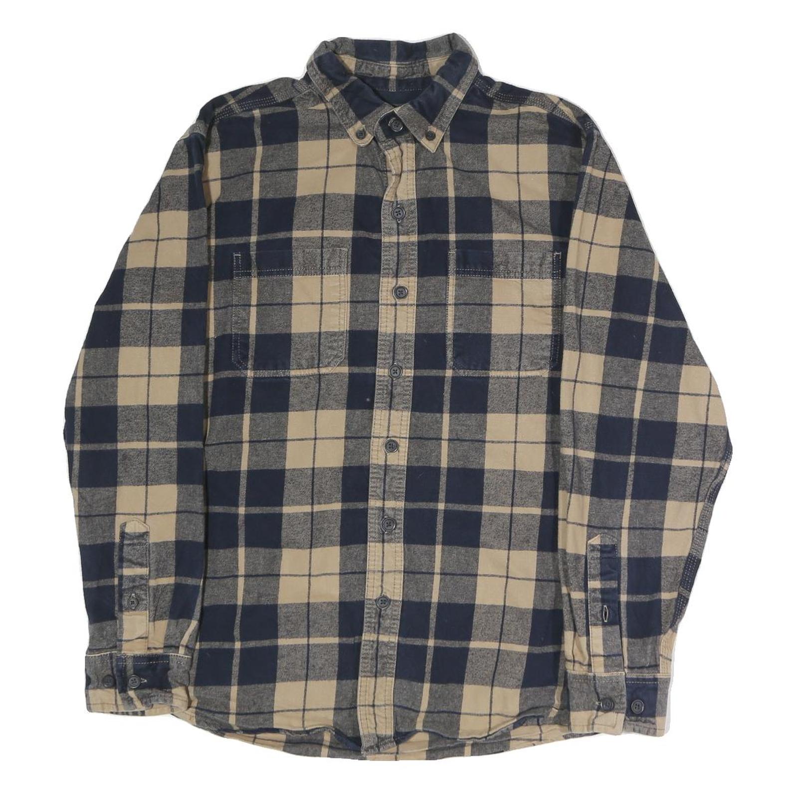 RIDGECUT Mens Beige & Blue Check Shirt M Button-Down Casual Cotton Blend Refurbished - N/A refurbished available on Cerqular