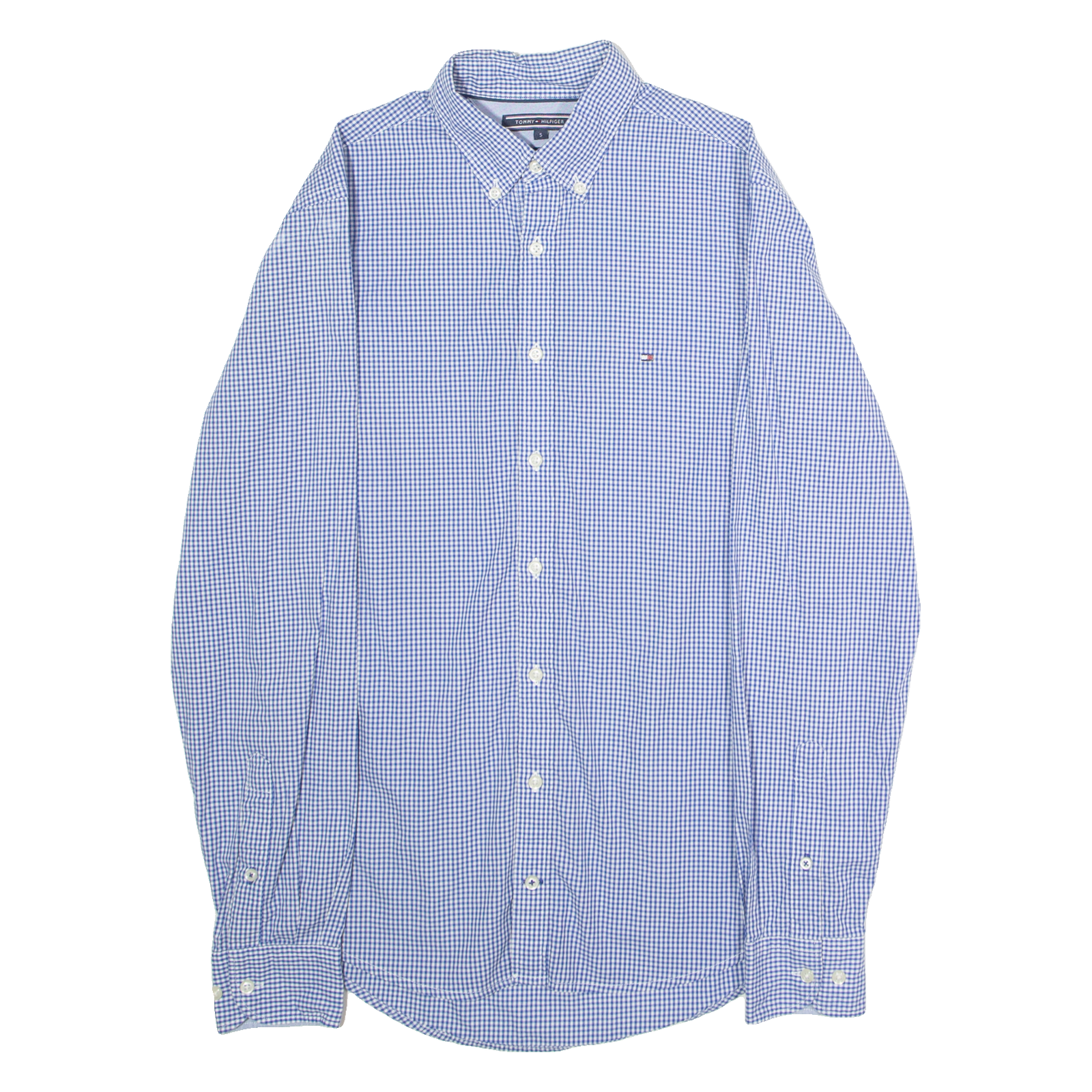 TOMMY HILFIGER New York Fit Mens Shirt Blue Gingham Long Sleeve S Refurbished - N/A refurbished available on Cerqular