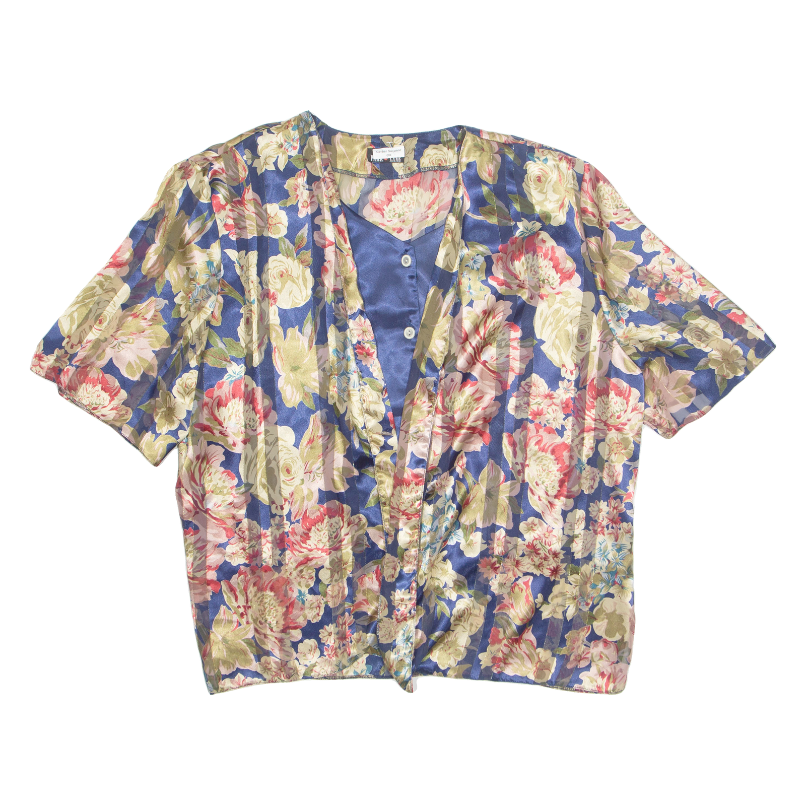 Womens Blouse Blue V-Neck Floral 2XL Refurbished - N/A refurbished available on Cerqular