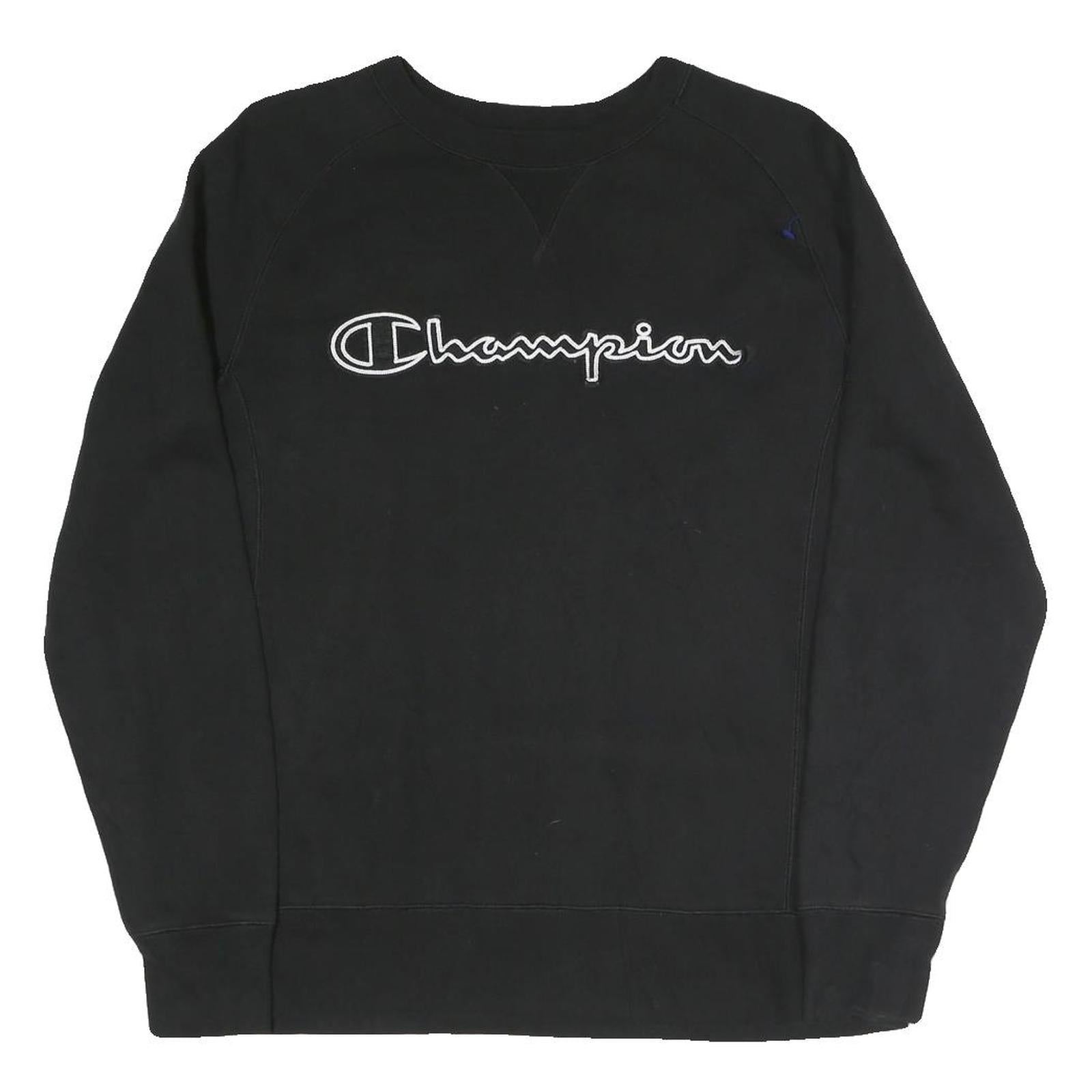 CHAMPION Mens Black Cotton Blend Crew Neck Sweatshirt M Sportswear Casual Refurbished - N/A refurbished available on Cerqular