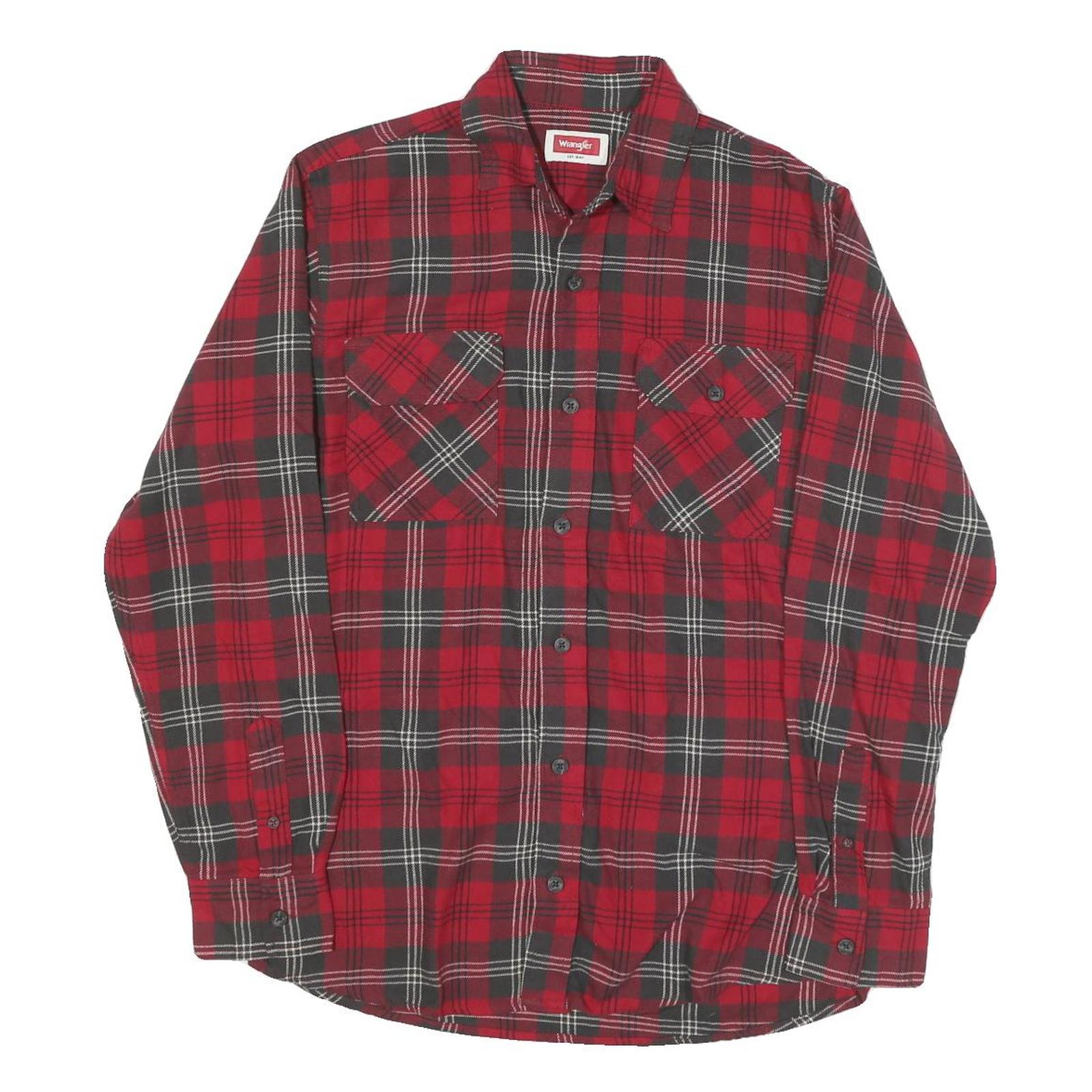WRANGLER Mens Red & Black Plaid Cotton Blend Shirt S Classic Fit Casual Workwear Refurbished - N/A refurbished available on Cerqular